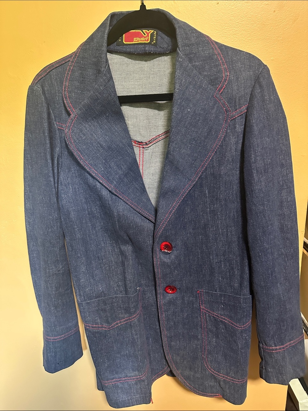 Vintage Peters Whaler Denim Blazer with Red Stitching - Womens Casual Blazer USA